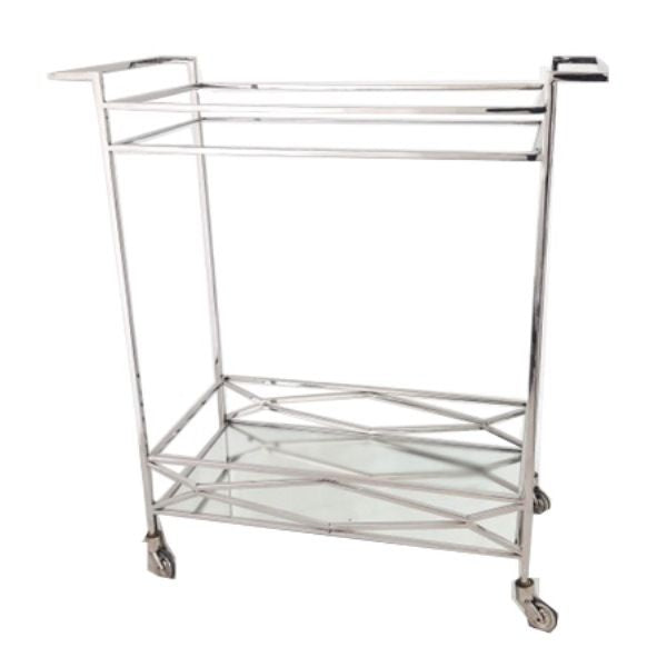 Royal Family Carrello Portavivande Moderno in Acciaio e Specchio 69x30xH78 cm.