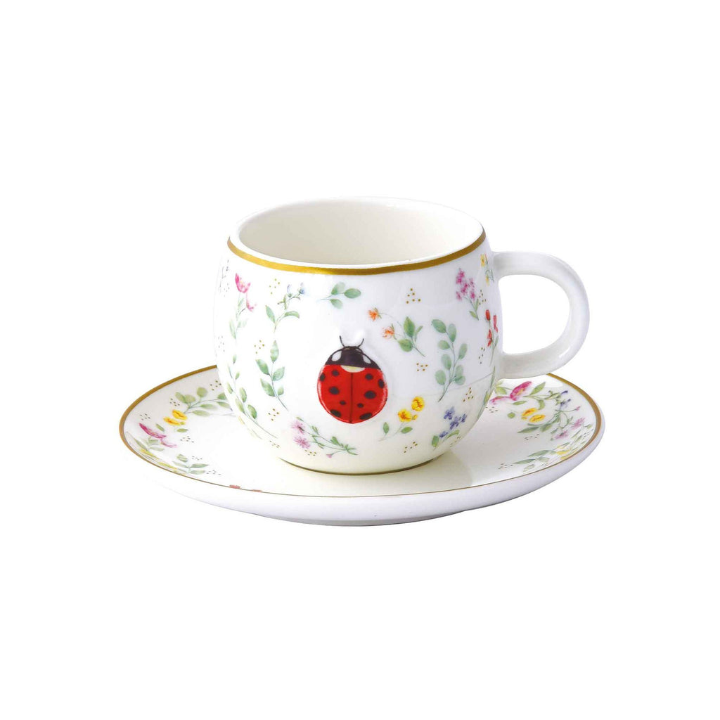 Set 2 Tazzine con Piattino in Porcellana Fancy Garden Collection 120 ml.