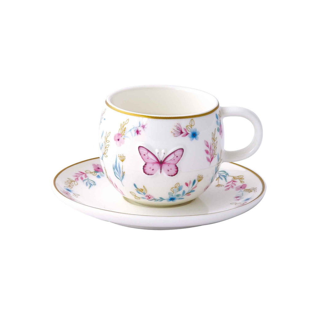 Set 2 Tazzine con Piattino in Porcellana Fancy Garden Collection 120 ml.