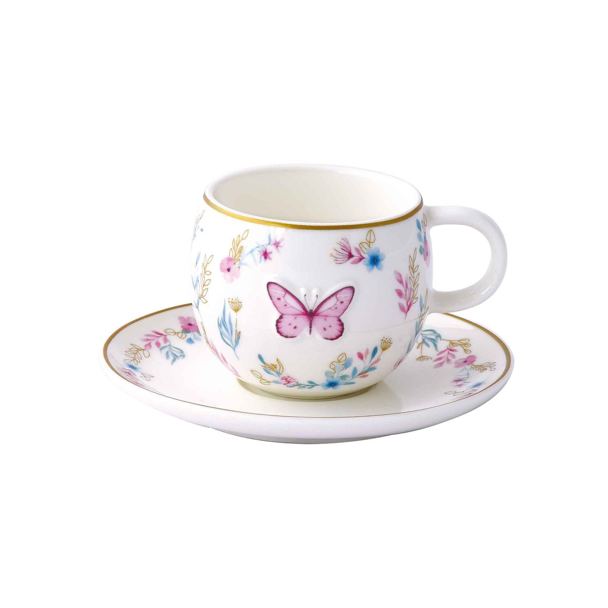 Set 2 Tazzine con Piattino in Porcellana Fancy Garden Collection 120 ml.