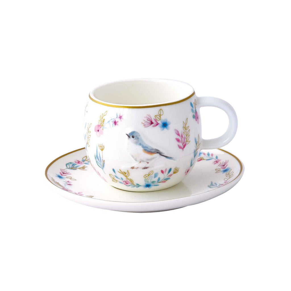 Set 2 Tazzine con Piattino in Porcellana Fancy Garden Collection 120 ml.