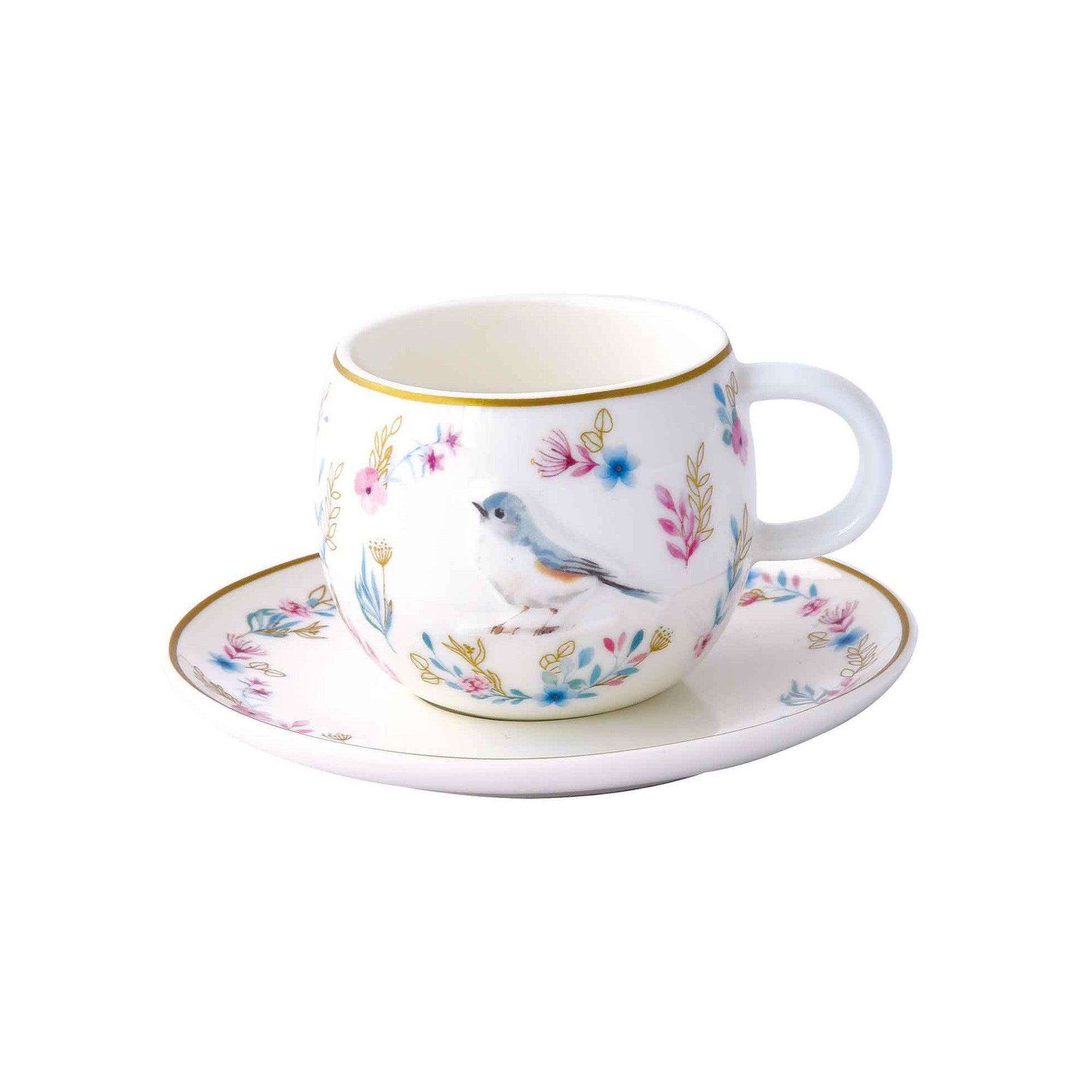 Set 2 Tazzine con Piattino in Porcellana Fancy Garden Collection 120 ml.