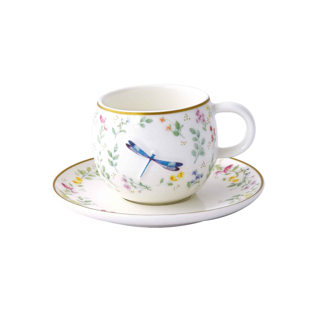 Set 2 Tazzine con Piattino in Porcellana Fancy Garden Collection 120 ml.