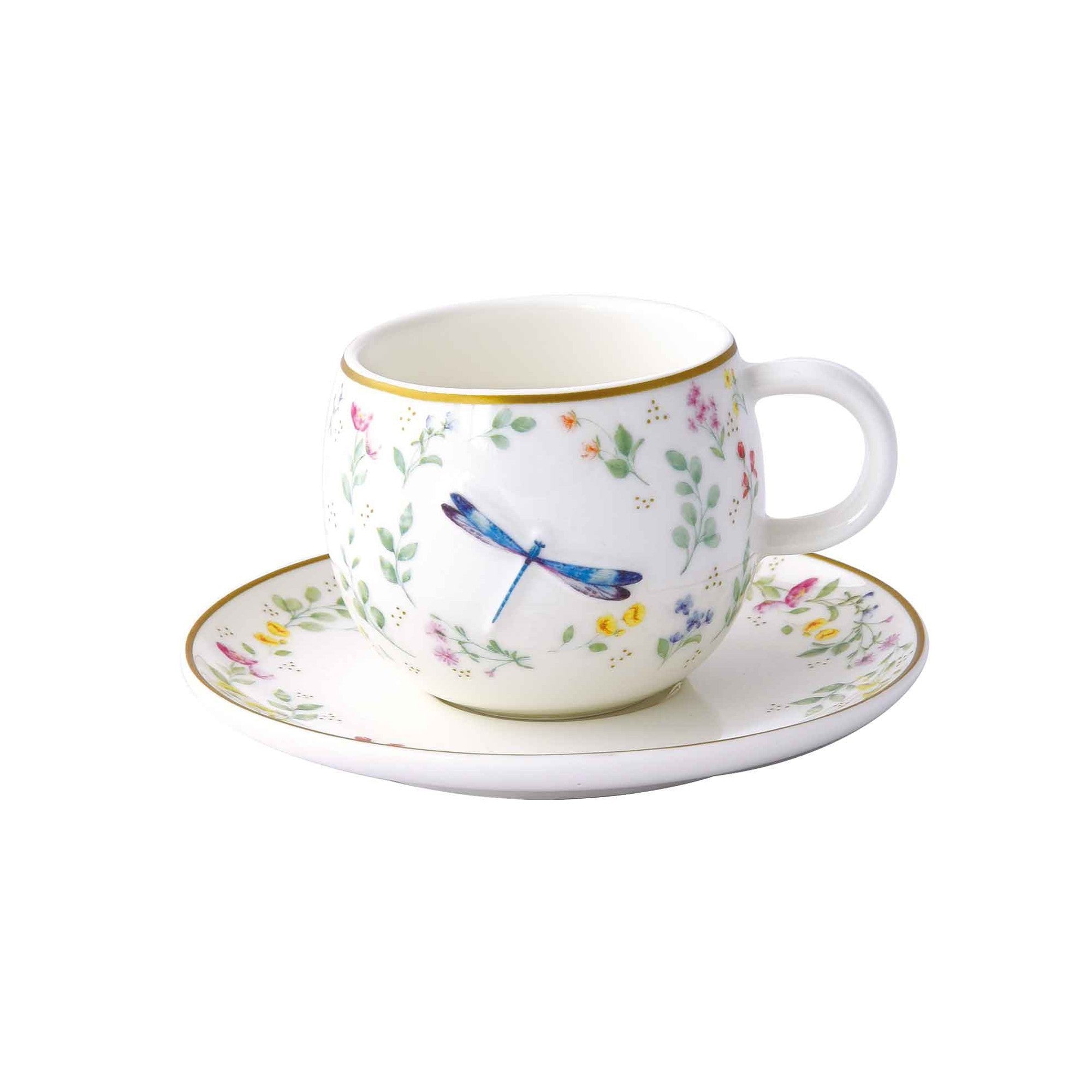Set 2 Tazzine con Piattino in Porcellana Fancy Garden Collection 120 ml.