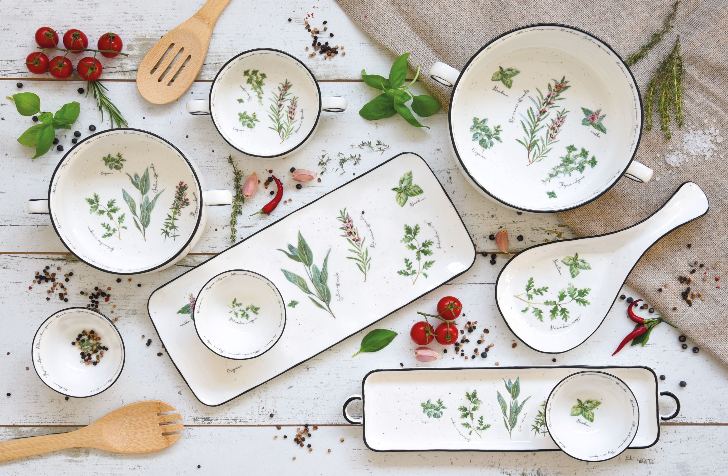 Set Aperitivi da Portata in Porcellana Herbarium Collection 37x10 cm.
