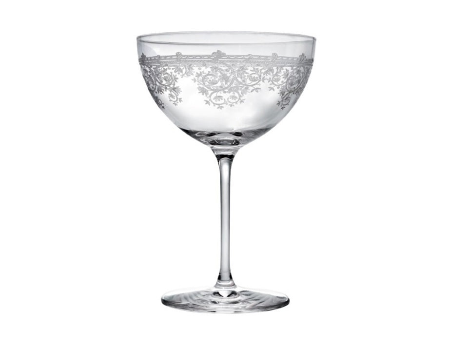 Livellara Milano Set 6 Calice Champagne Luigi XV Collection in Vetro Inciso H16 Ø11 cm. 350ml