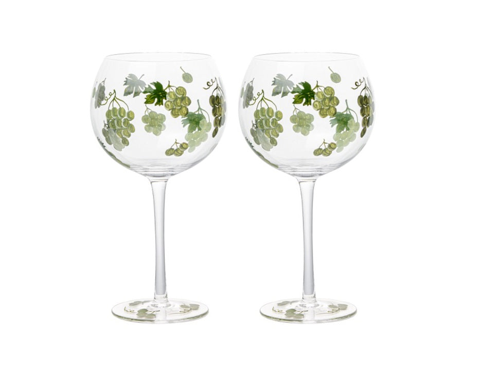 Livellara Milano Set 2 Calice Uva Frutta Fresca Collection in Vetro Dipinto a Mano H20 Ø10 cm. 600ml