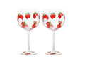 Livellara Milano Set 2 Calice Fragola Frutta Fresca Collection in Vetro Dipinto a Mano H20 Ø10 cm. 600ml