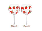Livellara Milano Set 2 Calice Fragola Frutta Fresca Collection in Vetro Dipinto a Mano H20 Ø10 cm. 600ml