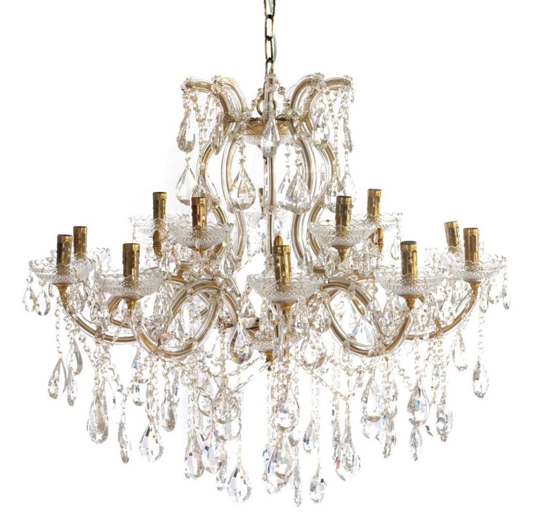 Blanc MariClò Lampadario Luce di Taglio Collection in Metallo Vetro Cristallo 15 Luci E14 90x90x80 cm.