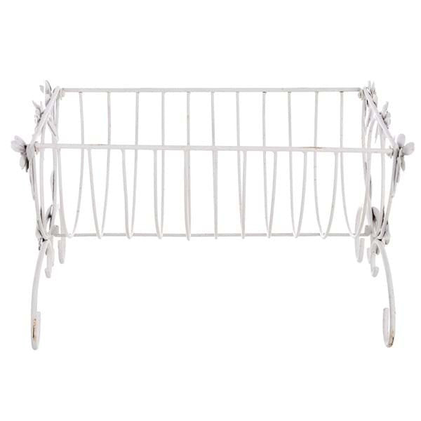 Blanc MariClò Scolapiatti in Ferro Battuto Bianco con Decorazioni Floreali 32x23xH38 cm.