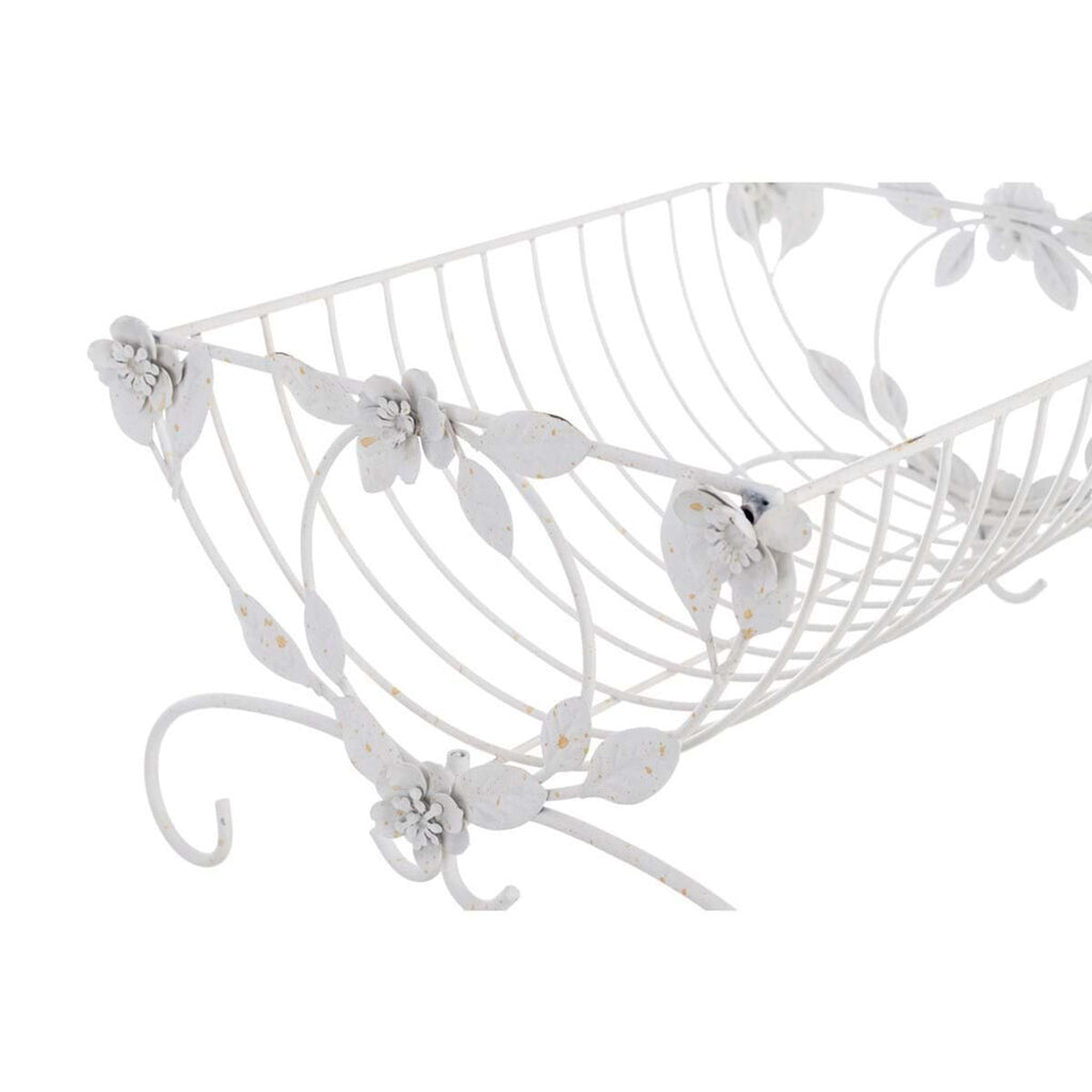Blanc MariClò Scolapiatti in Ferro Battuto Bianco con Decorazioni Floreali 32x23xH38 cm.