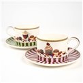 Easy Life Set 2 Tazze con Piattino Sweet Moments Porcellana Fine 240 ml.