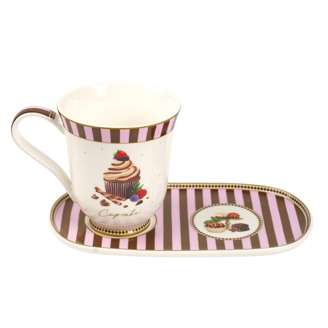 Easy Life Mug con Piattino Sweet Moments Porcellana Fine 350 ml.