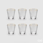 EDG Enzo De Gasperi Set 6 Bicchieri Goldrim in Vetro H10 Ø9 cm. — 350 ml