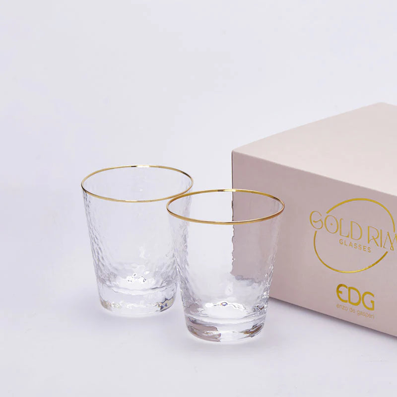 EDG Enzo De Gasperi Set 6 Bicchieri Goldrim in Vetro H10 Ø9 cm. — 350 ml