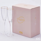 EDG Enzo De Gasperi Set 6 Calici Flute Goldrim in Vetro H26 Ø7 cm. — 260 ml