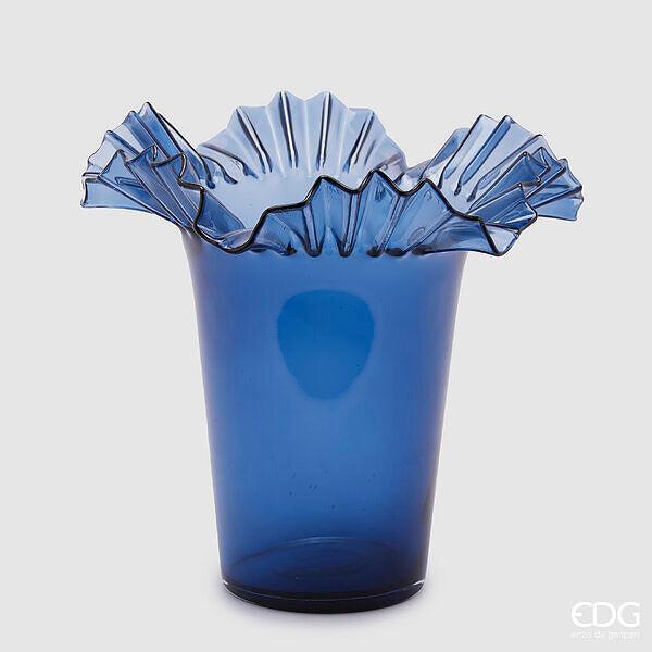 EDG Enzo De Gasperi Vaso Balze Svasato in Ceramica Blu Grande H.34 cm.