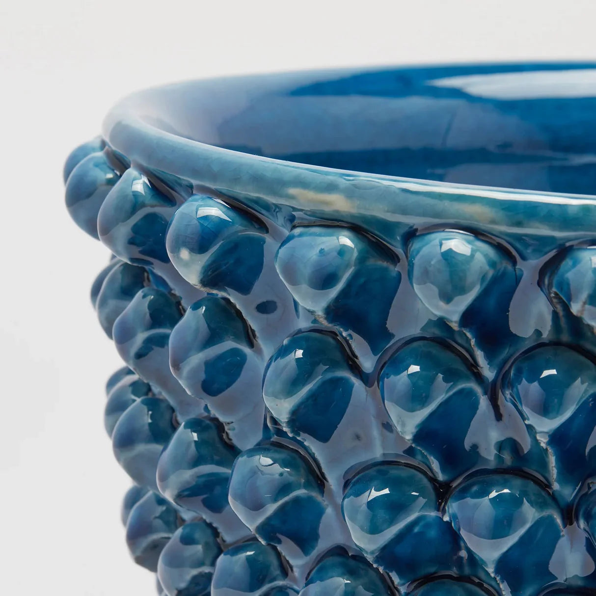 EDG Enzo De Gasperi Vaso Fenice Pigna con Piede Colore Blu H 31 D 33 cm.