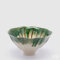 EDG Enzo De Gasperi Vaso Chakra Artigiano Ciotola in Ceramica Bianco Verde H 13 cm. D 26 cm.
