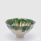 EDG Enzo De Gasperi Vaso Chakra Artigiano Ciotola in Ceramica Bianco Verde H 13 cm. D 26 cm.