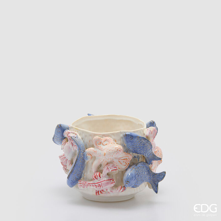 Vaso Chakra Mare EDG in Ceramica Handmade 16,5x25x23 cm.
