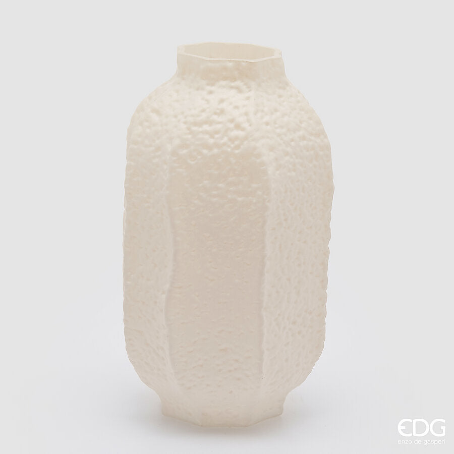 EDG Enzo De Gasperi Vaso Primordial in Vetro Avorio H 30 cm. D 16,5 cm.