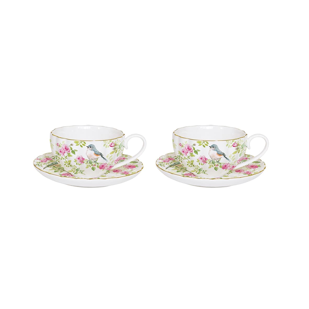 Set 2 Tazzine con Piattino in Porcellana Spring Time Collection 100 ml.
