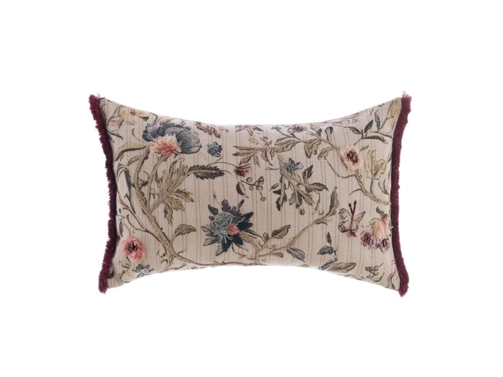 Cuscino Ricamato con Frange Mocha Mousse Collection 30x45 cm.