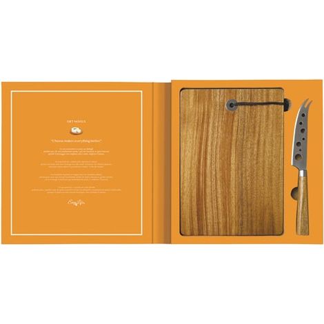 Easy Life Set Formaggio Gift Novels - cofanetto aperto con tagliere e coltello