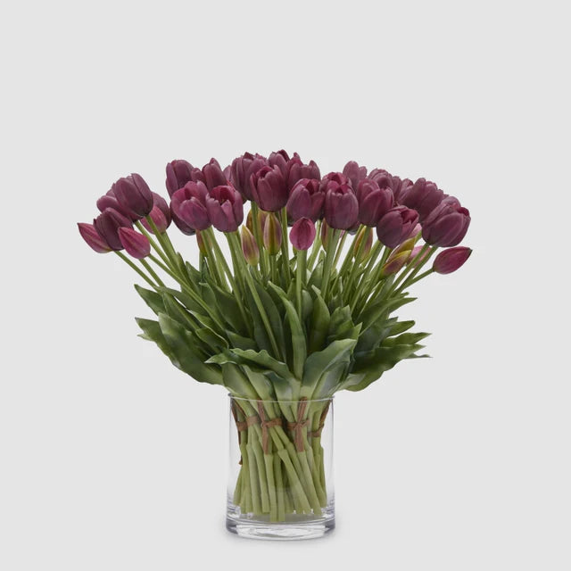 Tulipani EDG Mazzo da 5 con Foglie 40 cm.