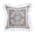 Blanc MariClò Cuscino Arredo con Ricamo Dentelle Collection in Lino e Cotone 50x50 cm.