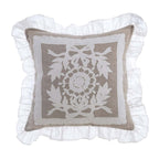 Blanc MariClò Cuscino Arredo con Ricamo Dentelle Collection in Lino e Cotone 50x50 cm.
