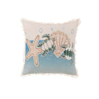 Blanc MariClò Cuscino Ricamato Vista Mare Collection in Cotone Sabbia con Frangia 45x45 cm.