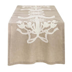 Blanc MariClò Runner Dentelle Collection in Lino e Cotone Beige 50x160 cm.