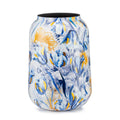 Palais Royal Vaso Iris Floreale Foglia Oro in Metallo Azzurro e Bianco 30x43 cm.