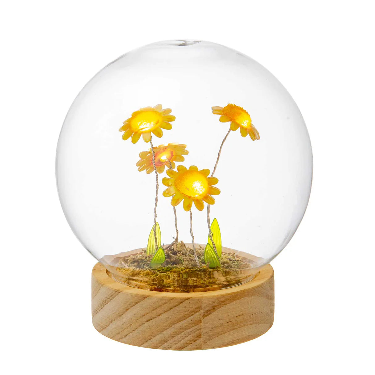 Palais Royal Cupola in Vetro con Fiori di Girasole e Luce LED 12cm.