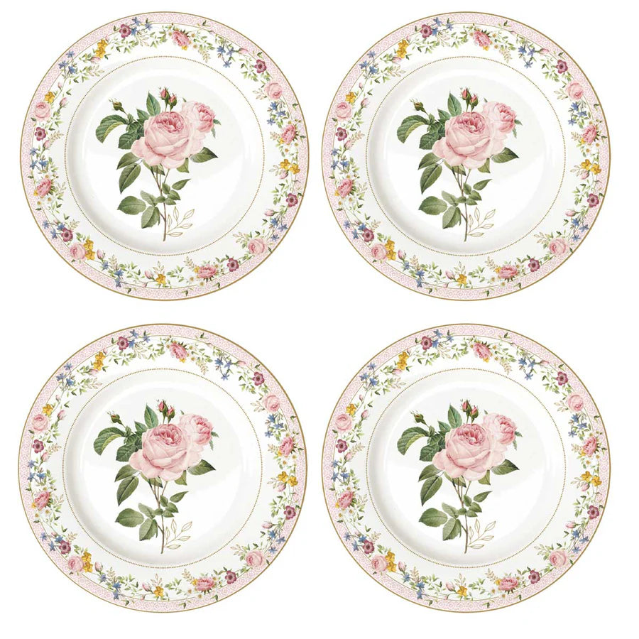 Set 4 Piatti Dessert in Porcellana Chant Des Roses Collection Ø 19 cm.