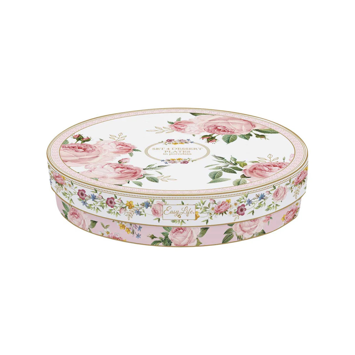 Set 4 Piatti Dessert in Porcellana Chant Des Roses Collection Ø 19 cm.