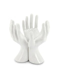 Abhika Portacandela Scultoreo Handstand Ceramica Bianca Opaca H. 25 cm.