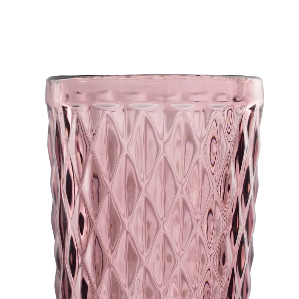 Ixia Set 6 Bicchiere Rosa Mauve in Cristallo a Rombi H12,5 Ø8 cm. 345ml