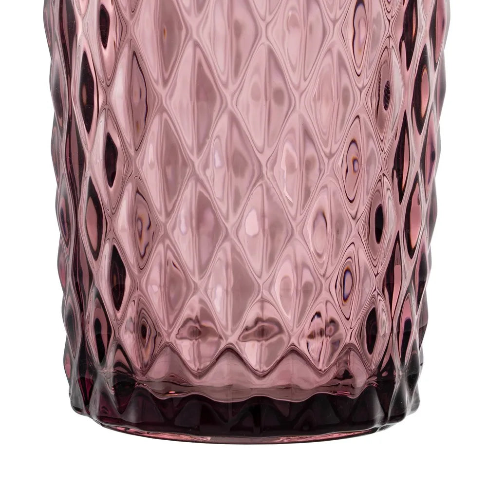 Ixia Set 6 Bicchiere Rosa Mauve in Cristallo a Rombi H12,5 Ø8 cm. 345ml
