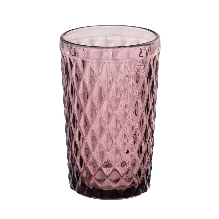 Ixia Set 6 Bicchiere Rosa Mauve in Cristallo a Rombi H12,5 Ø8 cm. 345ml