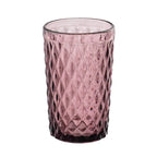 Ixia Set 6 Bicchiere Rosa Mauve in Cristallo a Rombi H12,5 Ø8 cm. 345ml