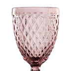 Ixia Set 6 Calice Coppa Rosa Mauve in Cristallo a Rombi H17 Ø9 cm. 300ml