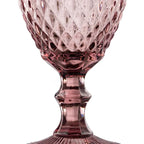 Ixia Set 6 Calice Coppa Rosa Mauve in Cristallo a Rombi H17 Ø9 cm. 300ml