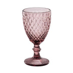 Ixia Set 6 Calice Coppa Rosa Mauve in Cristallo a Rombi H17 Ø9 cm. 300ml