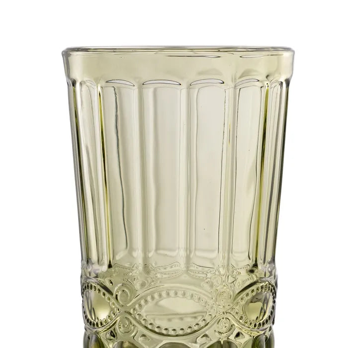 Ixia Set 6 Bicchiere Verde in Cristallo Decorato H12,5 Ø8 cm. 345ml