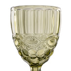 Ixia Set 6 Calice Coppa Verde in Cristallo Decorato H17 Ø9 cm. 300ml