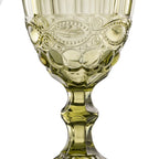 Ixia Set 6 Calice Coppa Verde in Cristallo Decorato H17 Ø9 cm. 300ml